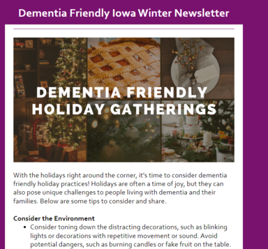 Image of the Dementia Friends Winter Newsletter Cover